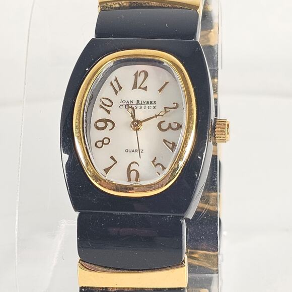 Joan Rivers Classics Women's Quartz Watch 25mm Oval Black Gold Stretch Bracelet - Picture 6 of 15